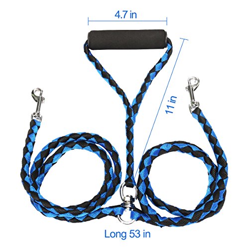 Dog-Leash-2-Dogs-Focuspet-Double-Dog-Leash-46-Foot-2-Way-No-Tangle-Coupler-Double-Pet-Dog-Lead-Leash-Twin-Large-Medium-Small-Dogs-Blue-and-Black