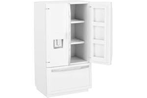 ZERODIS 1:12 Dwupokładowa lodówka, mini drewno brzozowe Mini lodówka Lodówka Domek dla lalek Meble kuchenne do dekoracji domku dla lalek (biały)