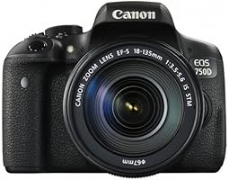 Canon EOS 750D Fotocamera Reflex Digitale da 24 Megapixel con Obiettivo EF-S 18-135 mm IS STM, Nero/Antracite