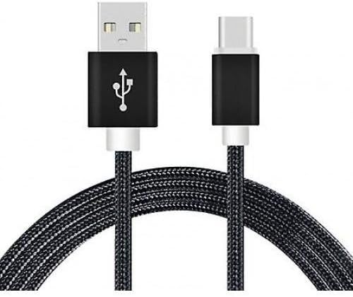 Digi Pig Durable USB Type C Nylon Braided Cable (1 Metre) for the Blackberry Keyone with High Speed Charging and Data Transfer by BLACK
