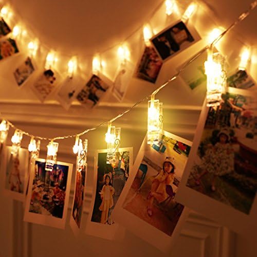 LED Photo Clip String Lights,Bbtops 20 Photo Clips 2 Meters Battery Powered LED Fairy Lights Perfect for Hanging Pictures,Suitable for Christmas Valentine's Day,Birthday Party ,Wedding (2m 20 lights)