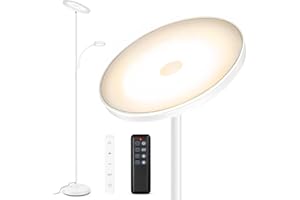 ‎OUTON OUTON Stehlampe LED Dimmbar mit Leselampe, 27W/2400LM Deckenfluter mit 7W Leselampe, 4 Farbtemperaturen, Fernbedienung Touch Steuerung, 1H Timer, 178 cm Stehleuchte für Wohnzimmer, Schlafzimmer, Büro