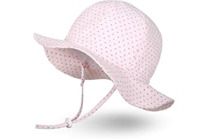 Ami&Li tots Sombrero de Sol para Bebés, Niñas Niños Infantil Pequeñito Unisexo Ajustable ala Ancha Sombrero Protección Solar UPF 50 Unisexo