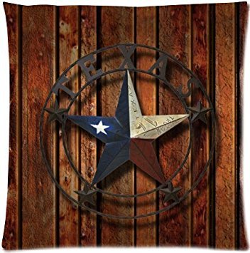 Western texas Star Zippered Throw Pillow Case Cushion Cover 18x18 Inch (Twin Sides)
