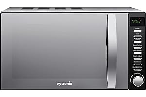 VYTRONIX VY-HMO800 800W Digital Microwave Oven | Freestanding Microwave with 6 Power Levels, Clock & Timer Function | Black Microwave with Mirrored Front, 20 Litre Capacity-hmo800
