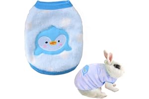 ANIAC Hasenkleidung für Kaninchen, warmes Kätzchenweste, Fleece, XXXS, gemütliches T-Shirt für Kaninchen, Meerschweinchen, Frettchen, Welpen, Mini-Hunde und Kleintiere (Größe XS, blauer Pinguin)