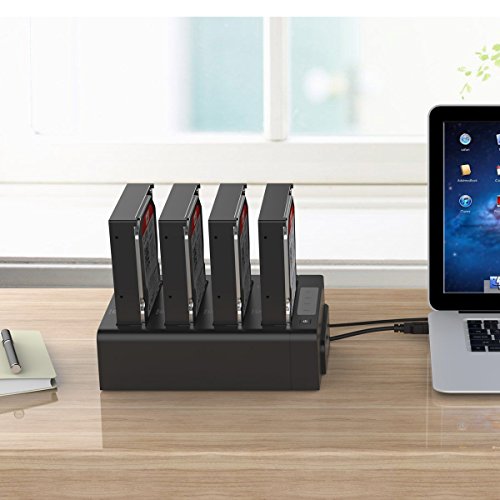ORICO 6648US3-C 4 Bay USB 3.0 SATA I/II/III HDD Clone Festplattendockingstation – 1 zu 3 Klonfunktion für 2,5 und 3,5 Zoll Festplatten und SSDs – bis zu 4x8TB (=32TB) Speicherkapazität – ABS-Material Schwarze Farbe - 7