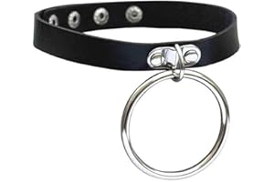 Black Sugar Unisexe Mixte Anneau métal Ras de Cou Vintage Punk Cuir Choker Gothique Collier réglable Fer Cercle Choker Noir Tour de Cou cœur