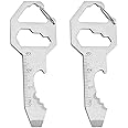 Kovcfon 2 PCS 24 in 1 Multi Tool Key Multifunction Key Shaped Pocket Tool Stainless Steel Key Shaped Pocket Tool for Outdoor (Silver)