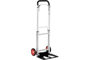 ELETTROFERRO ITALIA ELETTROFERROITALIA Carrello Portapacchi Pieghevole in Alluminio e Acciaio con Maniglia Telescopica e 2 Ruote in EVA, Carico Massimo 90kg, 37x42x107 cm