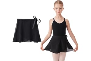 HUSHRICH Ballet Dance Skirt for Girls, Black Dance Wrap Skirts with Waist Comfortable Ballet Clothing for Kids, Dancing Gymnastic Clothing for 8-15 Ages M (Height:125-150cm)