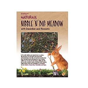 Rosewood Naturals Nibble ‘n’ Dig Meadow, Diente de león y Flores, para Animales pequeños