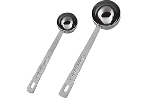 Lotbun - Cucchiaino da caffè in acciaio inox, 15 ml + 30 ml, dosatore da caffè, cucchiaino da caffè con manico lungo per misurare ingredienti secchi e liquidi, fondi di caffè, cereali, spezie
