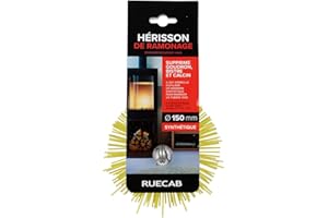 RUECAB - Hérisson de ramonage, brosse ramonage - Avec anneau de filetage femelle standard de M12mm - Poils synthétiques - Convient pour conduits non gainés et débouchages de canalisations - Ø150mm