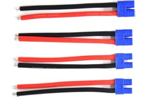 Padarsey 2 Pairs EC3 10cm Male Female Connector with 12awg Silicone Wire 3.93 inch RC Hobby Lipo Battery(2 Male+2 Female)