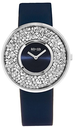 SO & CO New York Damen-Armbanduhr Analog Leder Blau 5223.2 SO & CO New York Damen-Armbanduhr Analog Leder Blau 5223.2