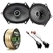 Car Speaker Package Of 2x Kicker KSC684 6x8 inch 150-Watt KS-Series Black 2-Way Coaxial Speakers Bundle Combo With 2x Speaker Connectors for Select GM Vehicles Enrock 50-Ft 14G Speaker Wire RS.14049.00