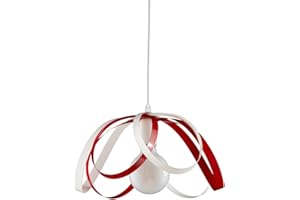 LEOLUX Fiocco. Lampadario a sospensione moderno, per cameretta bambini, camera da letto, soggiorno, altezza regolabile e facile da montare al soffitto. Lampadario bianco e rosso.