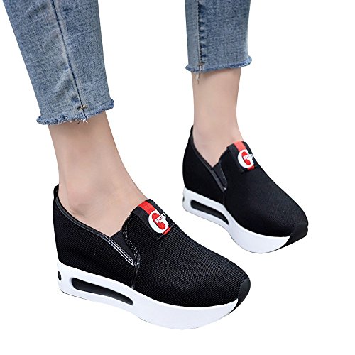 Preisvergleich Produktbild Hmeng Athletische gehende Schuhe der Frauen beiläufige Mesh-Bequeme Arbeits-Turnschuhe (Schwarz, 36)