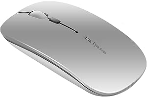 Uiosmuph Q5 Souris sans Fil Rechargeable, Ultra-Mince Optique Mouse Silencieux 1600 DPI Réglable Wireless Mouse pour Ordinateur, PC, Portable, MacBook (Argent)