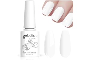 Vishine Nagellack Gel Naglar, 8 ml Vit Fransk Soak Off UV LED Nail Art DIY Manikyr för Flickor Kvinnor LM046
