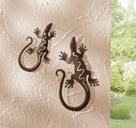 Metall-Deko "Gecko", 2er Set