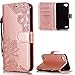 Produktbild Handyhülle für LG Q6 PU Leder Brieftasche,LG Q6 Hülle,FNBK Spitzen Blumen Flip Wallet Stand Case Card Slot Leder Tasche Karteneinschub Magnetverschluß Kratzfestes in Rosegold Schutzhülle für LG Q6
