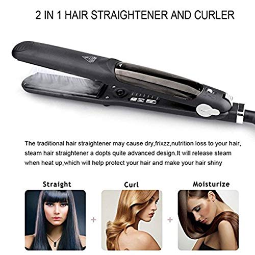 Professional Argon Oil Steam Flat Iron Hair Straightener  Ceramic Tourmaline Ionic Salon Steam Styler For Curly And Straight Hair With Glove