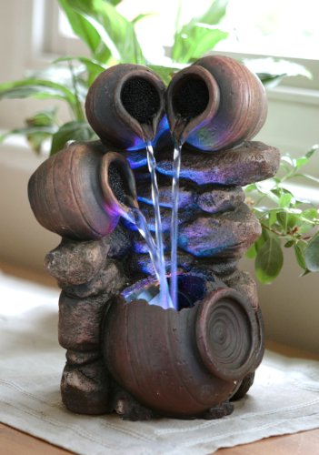 Zimmerbrunnen "Honigtopf" mit bunter LED-Beleuchtung, 27cm