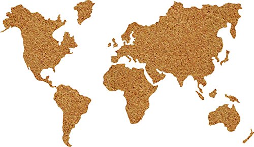 Fine Décor Wallpops wpe1941 mapa del mundo tablón de corcho, color marrón