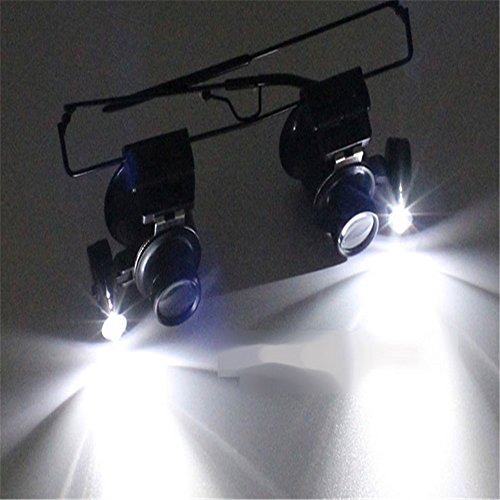 OFT 20X Repair Magnifier Armbanduhr Reparatur Lupe Eye Glasses Jeweler Watch Lupe Lupenbrille Brillenlupe Vergrößerungsglas mit LED Hell (schwarz) - 6