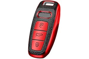 HIBEYO Car Key Case Compatible with Audi A6 A7 A8 Q7 Q8 3-Button Car Key Keyless