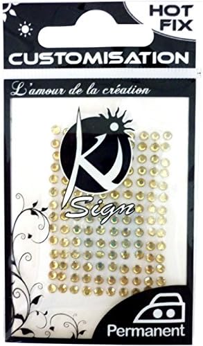Hot Fix Fashion Rhinestones Round, Acrylic, Gold, 5 mm, 60-Piece