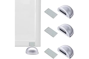 JANDTEK Tope puertas suelo con iman gris - Topes para puertas suelo con iman 4 unds - Tope puerta magnetico adhesivo - Sujeta puertas suelo - Retenedor puerta iman magnetico