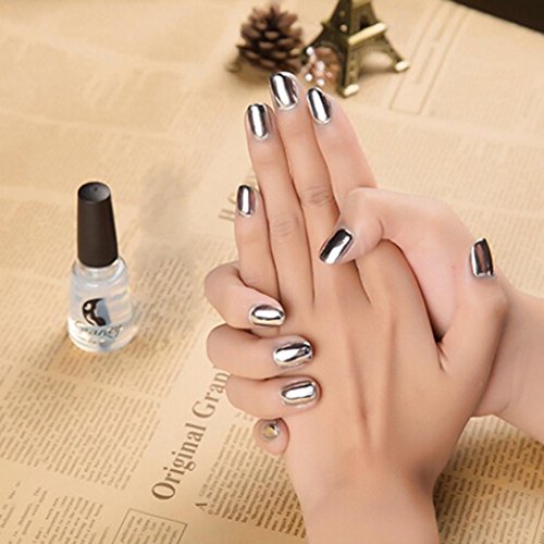 Yogogo Spiegel Nagellack Überzug Silver Paste Metal Farbe Spiegel Silver Base Coat - 2