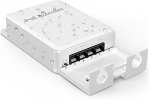 YuanLey 4 Port Outdoor PoE Extender 1 en 3 out, IEEE 802.3af/at Mini PoE Repeater IP66 Impermeable, Vlan, Extender 250m(Total 350m), Montaje en Pared Amplificador PoE Passthrough, Plug and Play