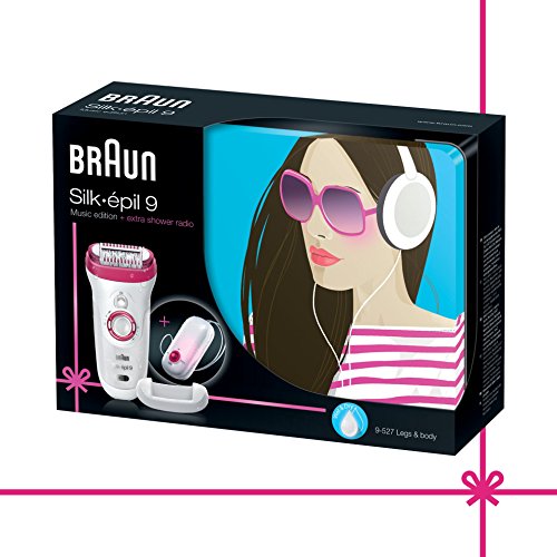 Braun Silk-épil 9 Epilierer 9-527, Premium Pack mit Duschradio, weiß/pink - 6