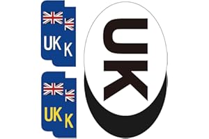 Caremore 6Pcs UK Car Stickers for Europe,Magnetic UK Car Badge,2Pcs UK Magnetic Car Sticker + 4Pcs Self-Adhesive UK Number Plate Stickers, Strong Adsorption, Reusable.