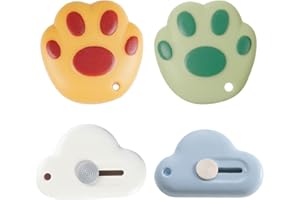 CUHZA Lot de 4 mini couteaux de poche, Cutter standard, Box Cutter, Ouvre-lettre, Couteau de papeterie, Motif patte de chat et nuages, Adapté pour le Carton, le Papier, la Boîte