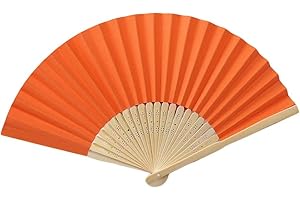 Yukiyi Éventail pliable en tissu pour femme fait à la main - Pour danse, accessoire de séance photo, de mariage, décoration murale - Orange