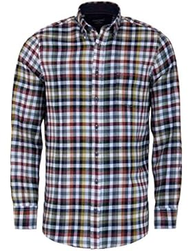 CASAMODA Comfort Fit Hemd Langarm Button Down Kragen Karo blau