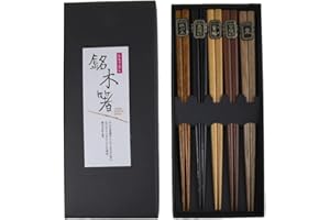 lachineuse - Coffret Baguettes Chinoises en Bois - 5 Couleurs de Bois - Chopsticks - Pour Sushi, Ramen, Nouilles & Riz - Vaisselle Traditionnelle - Cadeau Cuisine Asiatique Japonaise
