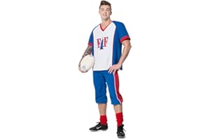 Karneval-Klamotten American Football Kostüm Football-Spieler USA Quarterback blau weiß rot Fasching Herrenkostüm
