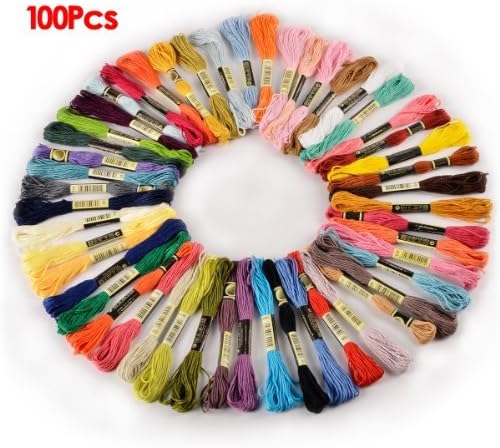 Ceiceili 100 Skeins of Multicolored Yarn for Cross Stitch Embroidery Crocheting(Random Color)