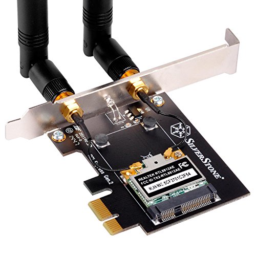 SilverStone SST-ECW02 – WIFI Mini PCI-E Erweiterungskarte, 802.11ac/a/b/g/n, 2.4GHz/5GHz Dual band, 2T2R, MIMO - 2