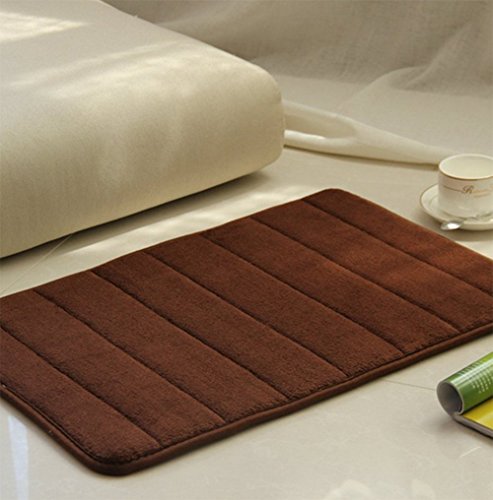 Nikgic Memory Foam Rutschfeste Teppich Saugfähige Badteppich Badvorleger Badematte Anti Rutsch Matte für Schlafzimmer Küche Flur Tür (Kaffee) - 4