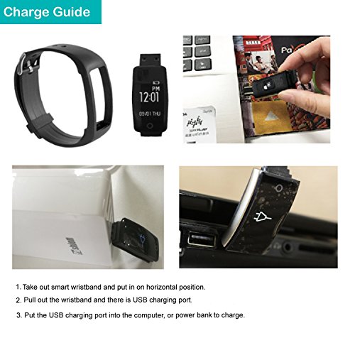 AsiaLONG Fitness Armband mit Pulsmesser Wasserdicht Fitness Tracker Aktivitätstracker Schrittzähler Uhr mit Herzfrequenz / Schlafanalyse / Kalorienzähler / SMS SNS Wecker Vibration für Android und IOS Smartphones - 2