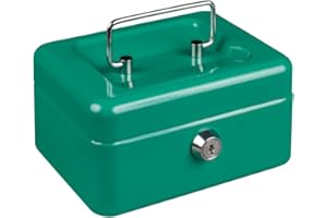 BURG WÄCHTER Burg-Wächter Geldkassette abschließbar mit Schlüssel und Hartgeldeinsatz, Klein, Stahlblech, Money 5015, Türkis-Grün