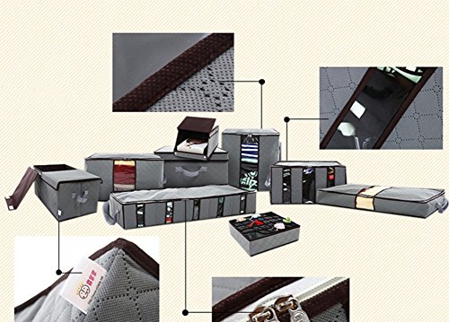 FunYoung Unterbettkommode Aufbewahrungstasche für Kleidung Bettzug Bücher etc mit Deckel Faltbar Grau - 5