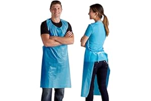 Plastic Disposable Aprons 100pcs 686mm x 1170mm Blue HDPE Polythene Gowns Use for Men Women Ideal Hair Dressers Hospitals Medicals By Tezraftaar®